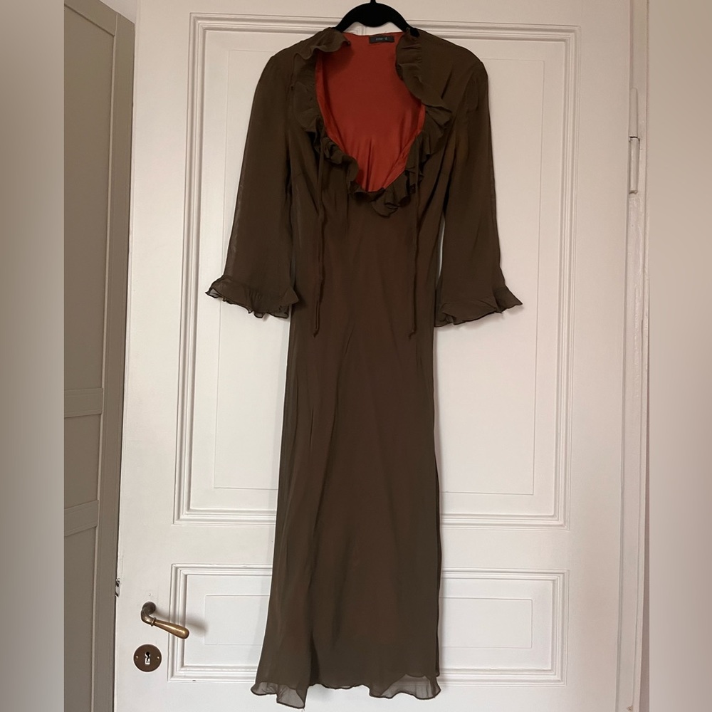 Rose D Ruffle Midi Dress Bias Cut Dress